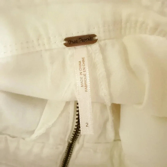 Free People Sun Valley Jumpsuit Womens Sz 2 White Sleeveless Cotton Denim Ruffle - Picture 9 of 16